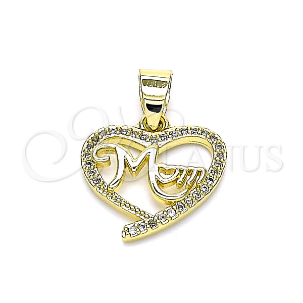 Gold Filled Pendant — Fancy Pendant Mom and Heart Design with White — main product view — SKU 145516 | Oro Laminado dije — elegante Pendant Mom and corazón diseño with blanco — SKU 145516