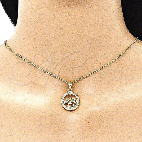 Gold Filled Pendant — Fancy Pendant Mom and Heart Design with White — alternate product view — SKU 145518 | Oro Laminado dije — elegante Pendant Mom and corazón diseño with blanco — SKU 145518