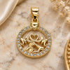 Oro Laminado Fancy Pendant, Gold Filled Style Mom and Heart Design, with White Micro Pave, Polished, Golden Finish, 05.102.0025