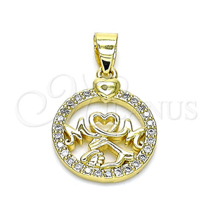 Gold Filled Pendant — Fancy Pendant Mom and Heart Design with White — main product view — SKU 145518 | Oro Laminado dije — elegante Pendant Mom and corazón diseño with blanco — SKU 145518