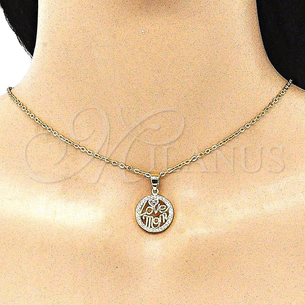 Gold Filled Pendant — Fancy Pendant Mom and Love Design with White — alternate product view — SKU 145519 | Oro Laminado dije — elegante Pendant Mom and Love diseño with blanco — SKU 145519