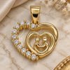 Oro Laminado Fancy Pendant, Gold Filled Style Heart Design, with White Cubic Zirconia, Polished, Golden Finish, 05.102.0027