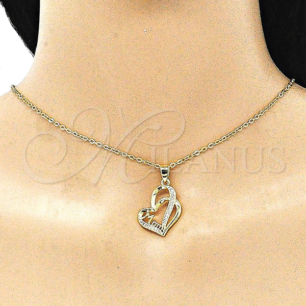 Gold Filled Pendant — Fancy Pendant Mom and Heart Design with White — alternate product view — SKU 145525 | Oro Laminado dije — elegante Pendant Mom and corazón diseño with blanco — SKU 145525