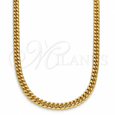 Oro Laminado Basic Necklace, Gold Filled Style Miami Cuban Design, Polished, Golden Finish, 04.63.1413.24 (100 Gauge, Thickness, 24 Inches Length)