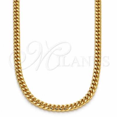 Oro Laminado Basic Necklace, Gold Filled Style Miami Cuban Design, Polished, Golden Finish, 04.63.1413.22 (100 Gauge, Thickness, 22 Inches Length)