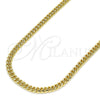 Oro Laminado Basic Necklace, Gold Filled Style Miami Cuban Design, Polished, Golden Finish, 04.63.1413.18 (100 Gauge, 04 MM Thickness, 18 Inches Length)