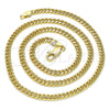 Oro Laminado Basic Necklace, Gold Filled Style Miami Cuban Design, Polished, Golden Finish, 04.63.1413.18 (100 Gauge, 04 MM Thickness, 18 Inches Length)