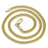 Oro Laminado Basic Necklace, Gold Filled Style Miami Cuban Design, Polished, Golden Finish, 04.63.1413.16 (100 Gauge, 04 MM Thickness, 16 Inches Length)
