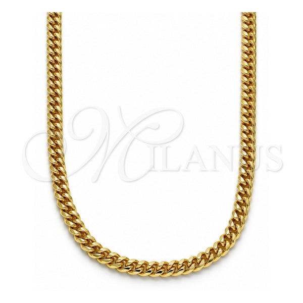Oro Laminado Basic Necklace, Gold Filled Style Miami Cuban Design, Polished, Golden Finish, 04.63.1413.16 (100 Gauge, 04 MM Thickness, 16 Inches Length)