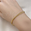 Oro Laminado Basic Bracelet, Gold Filled Style Miami Cuban Design, Polished, Golden Finish, 04.63.1413.07 (100 Gauge, 04 MM Thickness, 8 Inches Length)