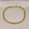 Oro Laminado Basic Bracelet, Gold Filled Style Miami Cuban Design, Polished, Golden Finish, 04.63.1413.07 (100 Gauge, 04 MM Thickness, 8 Inches Length)