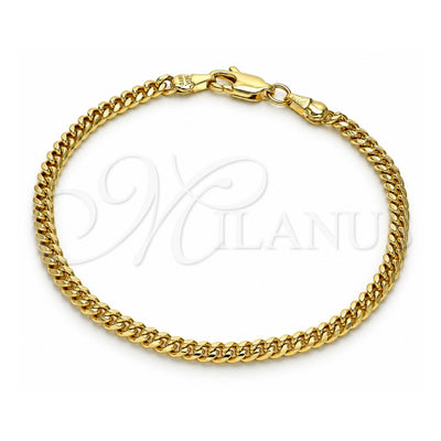 Oro Laminado Basic Bracelet, Gold Filled Style Miami Cuban Design, Polished, Golden Finish, 04.63.1413.07 (100 Gauge, 04 MM Thickness, 8 Inches Length)