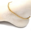 Oro Laminado Basic Anklet, Gold Filled Style Miami Cuban Design, Polished, Golden Finish, 5.223.013.10 (120 Gauge, Thickness, 10 Inches Length)