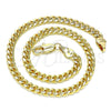 Oro Laminado Basic Anklet, Gold Filled Style Miami Cuban Design, Polished, Golden Finish, 5.223.013.10 (120 Gauge, Thickness, 10 Inches Length)