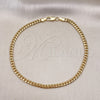 Oro Laminado Basic Anklet, Gold Filled Style Miami Cuban Design, Polished, Golden Finish, 5.223.013.10 (120 Gauge, Thickness, 10 Inches Length)