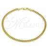 Oro Laminado Basic Anklet, Gold Filled Style Miami Cuban Design, Polished, Golden Finish, 5.223.013.10 (120 Gauge, Thickness, 10 Inches Length)