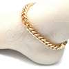 Oro Laminado Basic Anklet, Gold Filled Style Miami Cuban Design, Polished, Golden Finish, 04.63.0130.1.10 (250 Gauge, 09 MM Thickness, 10 Inches Length)