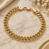 Oro Laminado Basic Anklet, Gold Filled Style Miami Cuban Design, Polished, Golden Finish, 04.63.0130.1.10 (250 Gauge, 09 MM Thickness, 10 Inches Length)