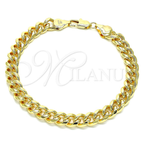Oro Laminado Basic Anklet, Gold Filled Style Miami Cuban Design, Polished, Golden Finish, 04.63.0130.1.10 (250 Gauge, 09 MM Thickness, 10 Inches Length)
