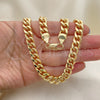 Oro Laminado Basic Necklace, Gold Filled Style Miami Cuban Design, Polished, Golden Finish, 04.63.0130.1.22 (250 Gauge, 09 MM Thickness, 22 Inches Length)