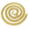 Oro Laminado Basic Necklace, Gold Filled Style Miami Cuban Design, Polished, Golden Finish, 04.63.0130.1.30 (250 Gauge, 09 MM Thickness, 30 Inches Length)