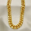Oro Laminado Basic Necklace, Gold Filled Style Miami Cuban Design, Polished, Golden Finish, 04.63.1414.24 (300 Gauge, 11 MM Thickness, 24 Inches Length)