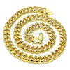 Oro Laminado Basic Necklace, Gold Filled Style Miami Cuban Design, Polished, Golden Finish, 04.63.1414.22 (300 Gauge, 11 MM Thickness, 22 Inches Length)