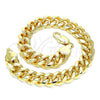 Oro Laminado Basic Anklet, Gold Filled Style Miami Cuban Design, Polished, Golden Finish, 04.63.1414.10 (300 Gauge, 11 MM Thickness, 10 Inches Length)