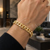 Oro Laminado Basic Bracelet, Gold Filled Style Miami Cuban Design, Polished, Golden Finish, 04.63.1414.08 (300 Gauge, 11 MM Thickness, 8 Inches Length)