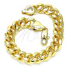 Oro Laminado Basic Bracelet, Gold Filled Style Miami Cuban Design, Polished, Golden Finish, 04.63.1414.08 (300 Gauge, 11 MM Thickness, 8 Inches Length)