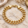 Oro Laminado Basic Bracelet, Gold Filled Style Miami Cuban Design, Polished, Golden Finish, 04.63.1414.08 (300 Gauge, 11 MM Thickness, 8 Inches Length)