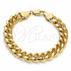 Oro Laminado Basic Bracelet, Gold Filled Style Miami Cuban Design, Polished, Golden Finish, 04.63.1414.08 (300 Gauge, 11 MM Thickness, 8 Inches Length)