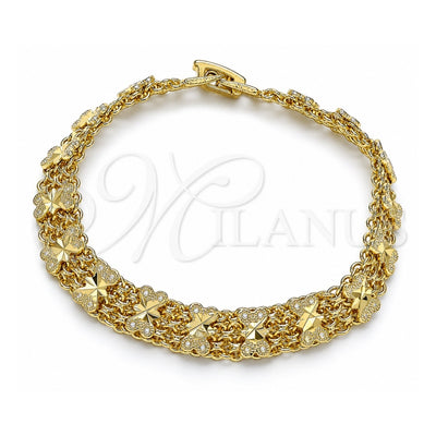 Oro Laminado Fancy Bracelet, Gold Filled Style Bow Design, Polished, Golden Finish, 03.168.0037.08 (09 MM Thickness, 8 Inches Length)