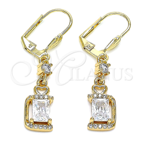 Gold Filled Ring — Long Earring Heart Design with White Cubic Zirconia — main product view — SKU 145547 | Oro Laminado anillo — Long Earring corazón diseño with blanco Cubic Zirconia — SKU 145547