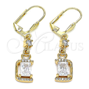 Gold Filled Ring — Long Earring Heart Design with White Cubic Zirconia — main product view — SKU 145547 | Oro Laminado anillo — Long Earring corazón diseño with blanco Cubic Zirconia — SKU 145547