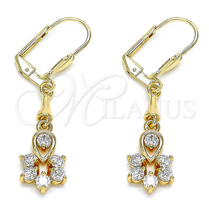 Gold Filled Ring — Long Earring Teardrop and Flower Design with White — main product view — SKU 145548 | Oro Laminado anillo — Long Earring Teardrop and flor diseño with blanco — SKU 145548