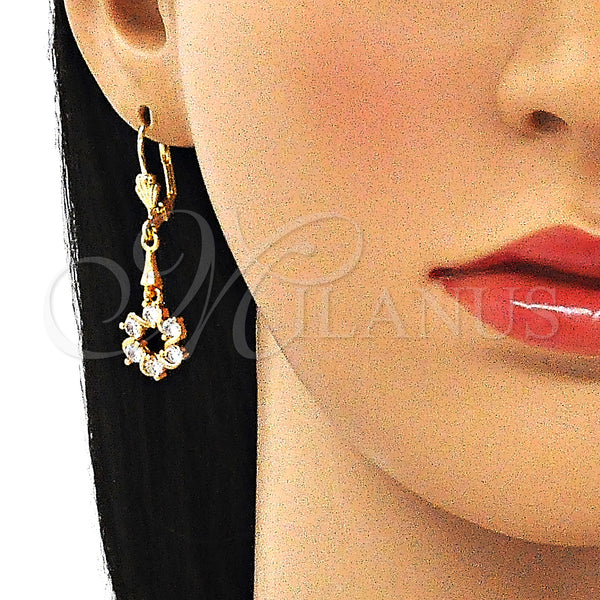 Gold Filled Ring — Long Earring Flower Design with White Cubic Zirconia — alternate product view — SKU 145569 | Oro Laminado anillo — Long Earring flor diseño with blanco Cubic Zirconia — SKU 145569