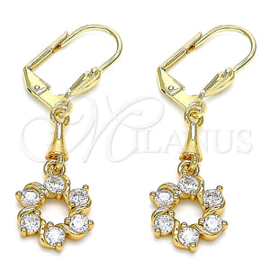 Gold Filled Ring — Long Earring Flower Design with White Cubic Zirconia — main product view — SKU 145569 | Oro Laminado anillo — Long Earring flor diseño with blanco Cubic Zirconia — SKU 145569