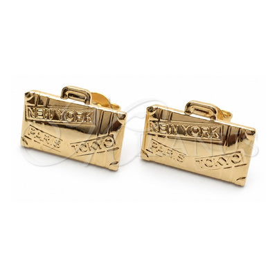 Oro Laminado Stud Earring, Gold Filled Style Polished, Golden Finish, 02.58.0022
