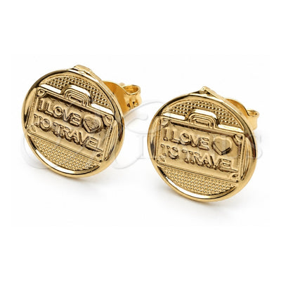 Oro Laminado Stud Earring, Gold Filled Style Polished, Golden Finish, 02.58.0024