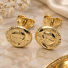 Oro Laminado Stud Earring, Gold Filled Style Sun and Moon Design, Polished, Golden Finish, 02.58.0025