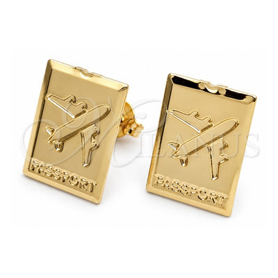Oro Laminado Stud Earring, Gold Filled Style Polished, Golden Finish, 02.58.0028