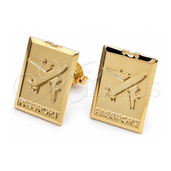 Oro Laminado Stud Earring, Gold Filled Style Polished, Golden Finish, 02.58.0028