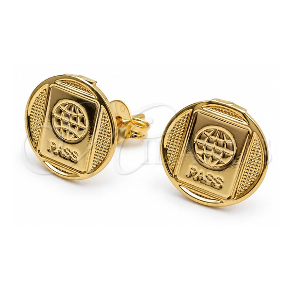 Oro Laminado Stud Earring, Gold Filled Style Polished, Golden Finish, 02.58.0031