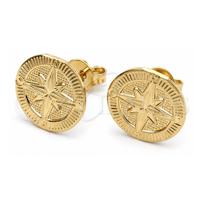 Oro Laminado Stud Earring, Gold Filled Style Polished, Golden Finish, 02.58.0032