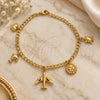 Oro Laminado Charm Bracelet, Gold Filled Style Turtle and Sun Design, Polished, Golden Finish, 03.58.0062.07 (0.80 Gauge, 03 MM Thickness, 7 Inches Length)