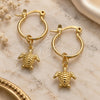Oro Laminado Small Hoop, Gold Filled Style Turtle Design, Polished, Golden Finish, 02.58.0033.12
