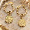 Oro Laminado Small Hoop, Gold Filled Style San Benito Design, Polished, Golden Finish, 02.58.0035.12