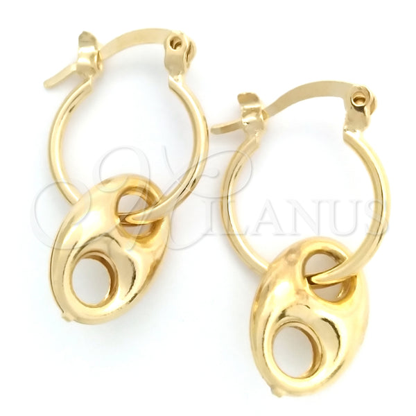 Gold Filled Hoop Earrings — Small Hoop Puff Mariner Design Polished 02.58. — main product view — SKU 145598 | Oro Laminado aretes de aro — Small Hoop Puff Mariner diseño pulido 02.58. — SKU 145598