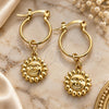 Oro Laminado Small Hoop, Gold Filled Style Sun Design, Polished, Golden Finish, 02.58.0041.12